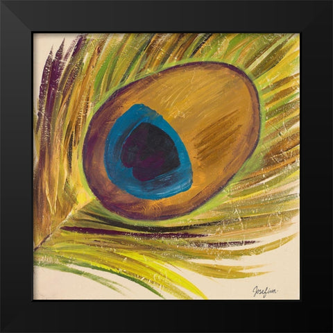 Peacocks Feathers II Black Modern Wood Framed Art Print by Josefina