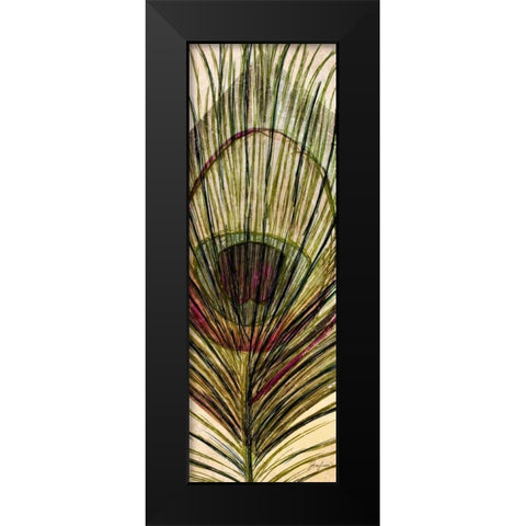 Peacock Feather II Black Modern Wood Framed Art Print by Josefina