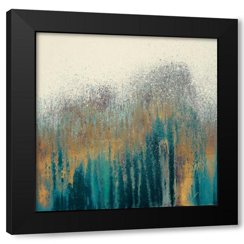 Teal Woods with Gold Square Black Modern Wood Framed Art Print by Gonzalez, Roberto