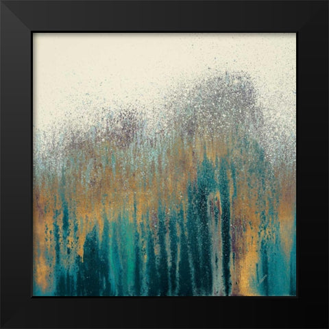 Teal Woods with Gold Square Black Modern Wood Framed Art Print by Gonzalez, Roberto