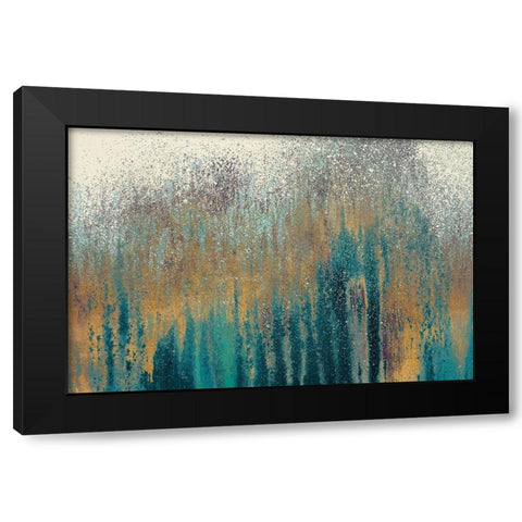 Teal Woods with Gold Black Modern Wood Framed Art Print with Double Matting by Gonzalez, Roberto
