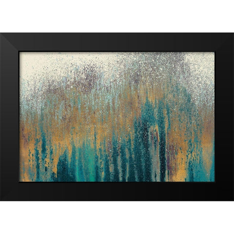 Teal Woods with Gold Black Modern Wood Framed Art Print by Gonzalez, Roberto