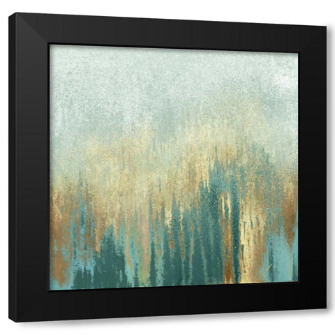 Teal Woods in Gold I Black Modern Wood Framed Art Print with Double Matting by Gonzalez, Roberto