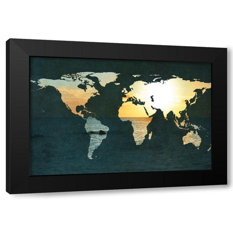 Coastal Map Black Modern Wood Framed Art Print by Bryant, Susan