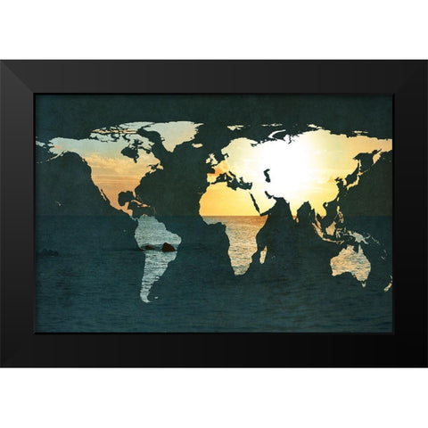 Coastal Map Black Modern Wood Framed Art Print by Bryant, Susan