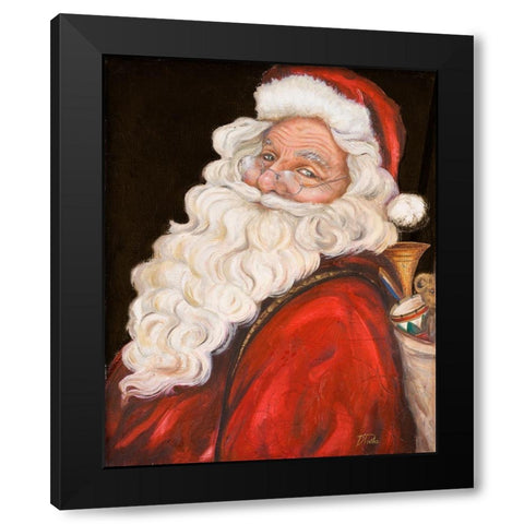 Smiling Santa Black Modern Wood Framed Art Print with Double Matting by Pinto, Patricia