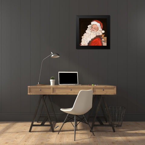 Smiling Santa Black Modern Wood Framed Art Print by Pinto, Patricia