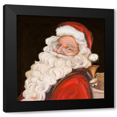 Smiling Santa Black Modern Wood Framed Art Print by Pinto, Patricia