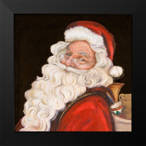 Smiling Santa Black Modern Wood Framed Art Print by Pinto, Patricia