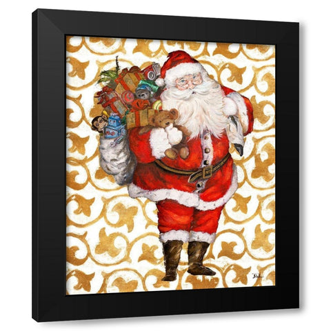 Golden Santa Black Modern Wood Framed Art Print by Pinto, Patricia