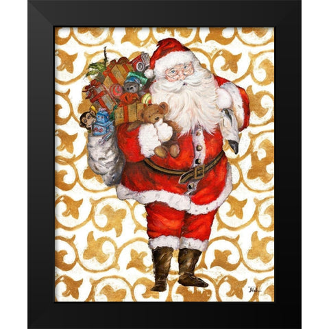 Golden Santa Black Modern Wood Framed Art Print by Pinto, Patricia