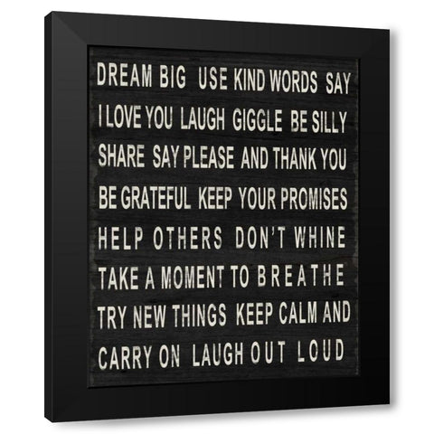 Dream Big Black Modern Wood Framed Art Print by SD Graphics Studio