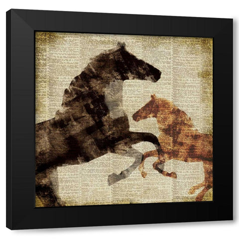 Horses I Black Modern Wood Framed Art Print by Meneely, Dan