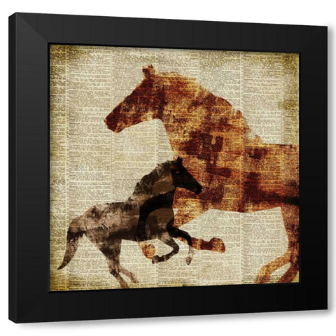 Horses II Black Modern Wood Framed Art Print by Meneely, Dan