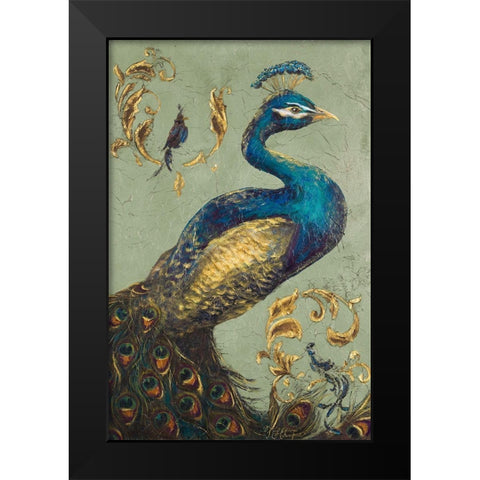 Peacock on Sage I Black Modern Wood Framed Art Print by Hakimipour, Tiffany