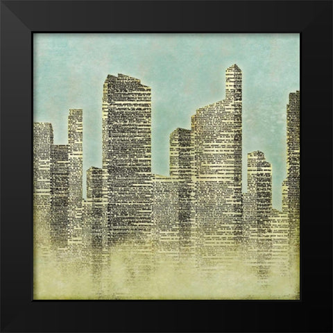 The City II Black Modern Wood Framed Art Print by SD Graphics Studio