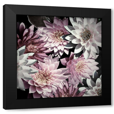 Plum Florals Black Modern Wood Framed Art Print by Mansfield, Kathy