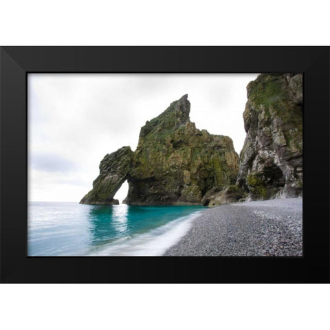 Beach Cave Black Modern Wood Framed Art Print by Coppel, Anna