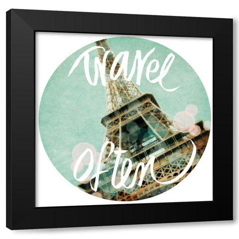 Travel Often Black Modern Wood Framed Art Print by Navas, Emily