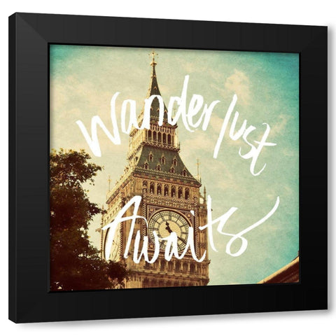 Wanderlust Awaits Black Modern Wood Framed Art Print by Navas, Emily