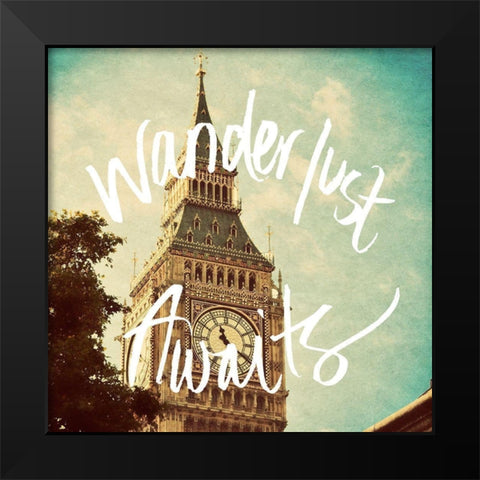 Wanderlust Awaits Black Modern Wood Framed Art Print by Navas, Emily