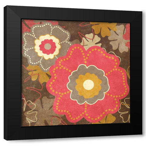 Fun Flowers I Black Modern Wood Framed Art Print with Double Matting by Studio, Sd Graphics