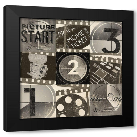 Cinema Patch Black Modern Wood Framed Art Print with Double Matting by Sd Graphics Studio