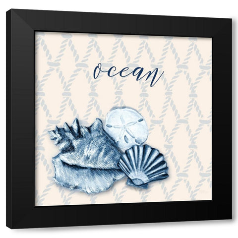 Ocean Waves I Black Modern Wood Framed Art Print with Double Matting by Hakimipour, Tiffany