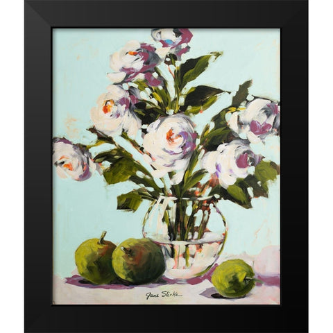 White Rose Black Modern Wood Framed Art Print by Slivka, Jane