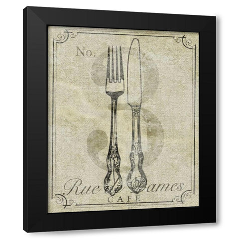 French Vintage Cafe Black Modern Wood Framed Art Print by SD Graphics Studio