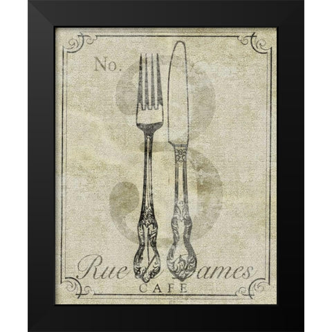 French Vintage Cafe Black Modern Wood Framed Art Print by SD Graphics Studio