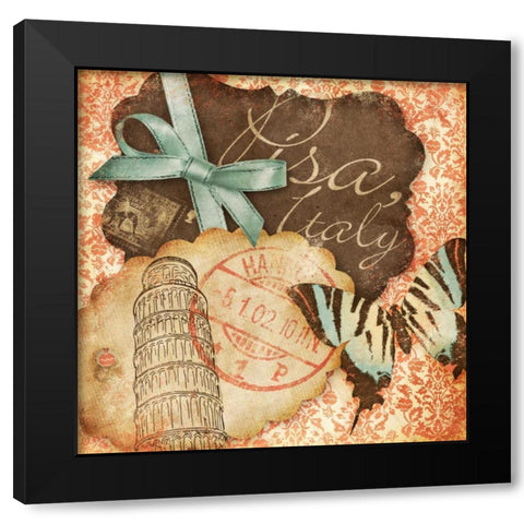 Vintage Travels II Black Modern Wood Framed Art Print with Double Matting by SD Graphics Studio