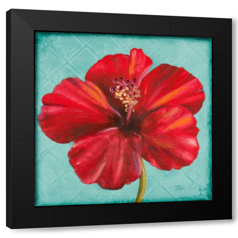 Joyful Hibiscus Black Modern Wood Framed Art Print by Pinto, Patricia