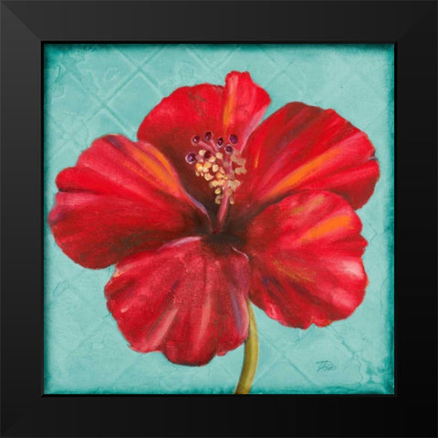 Joyful Hibiscus Black Modern Wood Framed Art Print by Pinto, Patricia