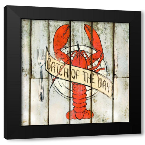 Catch of the Day Square Black Modern Wood Framed Art Print by SD Graphics Studio