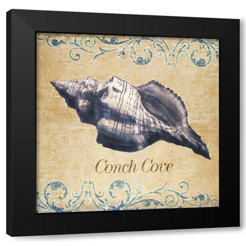 Conch Cove Black Modern Wood Framed Art Print with Double Matting by SD Graphics Studio