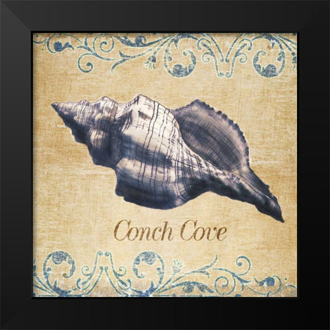 Conch Cove Black Modern Wood Framed Art Print by SD Graphics Studio