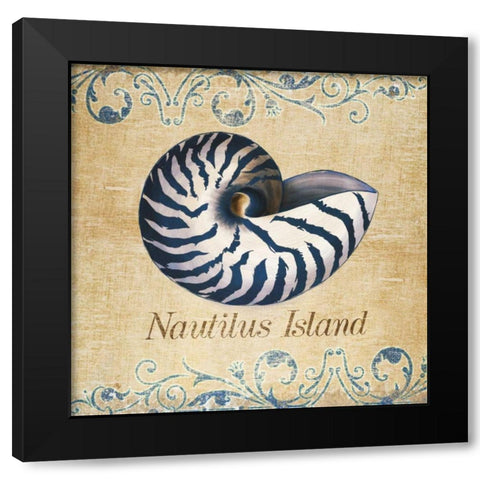 Nautilus Island Black Modern Wood Framed Art Print with Double Matting by SD Graphics Studio