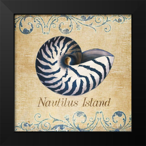 Nautilus Island Black Modern Wood Framed Art Print by SD Graphics Studio