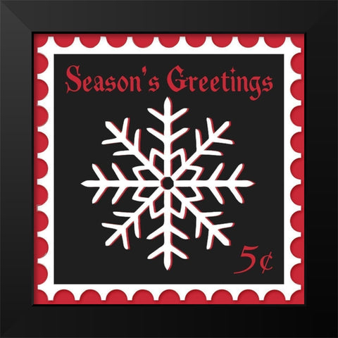 Festive Holiday Stamp I Black Modern Wood Framed Art Print by SD Graphics Studio