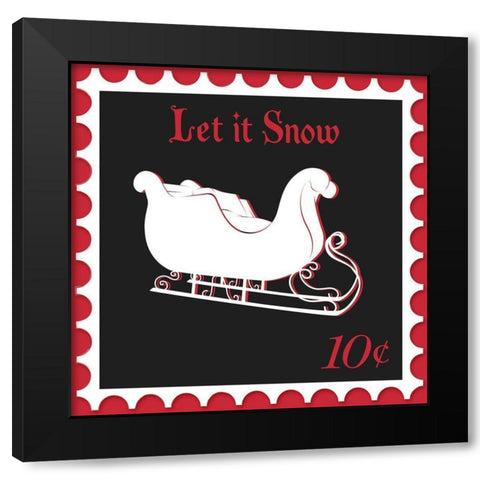 Festive Holiday Stamp II Black Modern Wood Framed Art Print by SD Graphics Studio