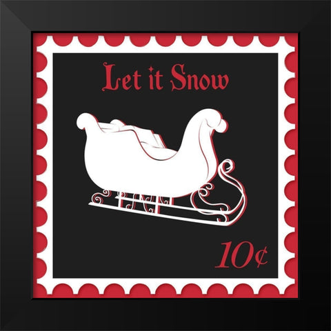 Festive Holiday Stamp II Black Modern Wood Framed Art Print by SD Graphics Studio