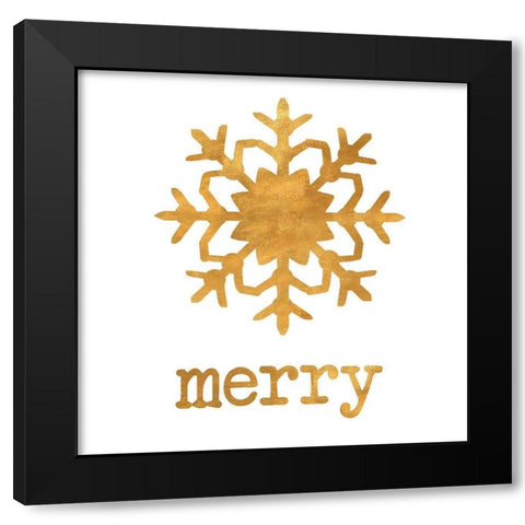Golden Snow Flake Black Modern Wood Framed Art Print with Double Matting by SD Graphics Studio