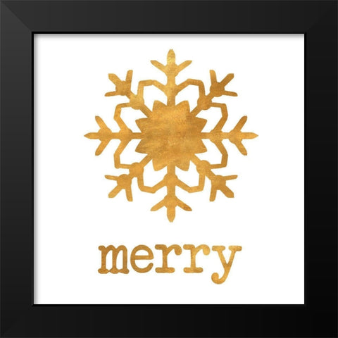 Golden Snow Flake Black Modern Wood Framed Art Print by SD Graphics Studio
