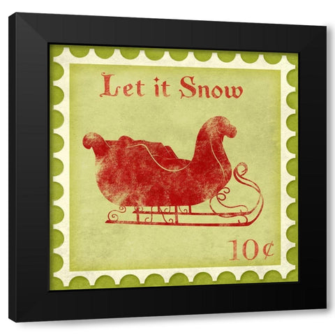 Holiday Stamp III Black Modern Wood Framed Art Print by SD Graphics Studio