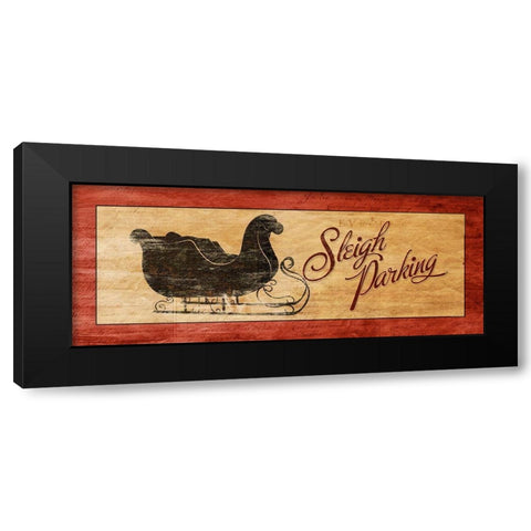 Sleigh Parking Black Modern Wood Framed Art Print by SD Graphics Studio