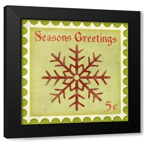 Holiday Stamp I Black Modern Wood Framed Art Print with Double Matting by SD Graphics Studio