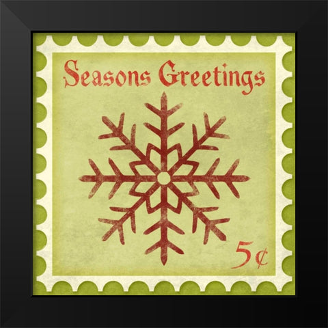 Holiday Stamp I Black Modern Wood Framed Art Print by SD Graphics Studio