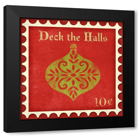 Holiday Stamp IV Black Modern Wood Framed Art Print with Double Matting by SD Graphics Studio