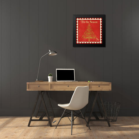 Holiday Stamp II Black Modern Wood Framed Art Print by SD Graphics Studio